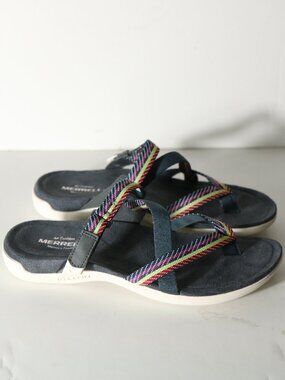 Merrell New Asymmetrical Thong Sandal District Mendi Women 9 Blue Comfort Hiking